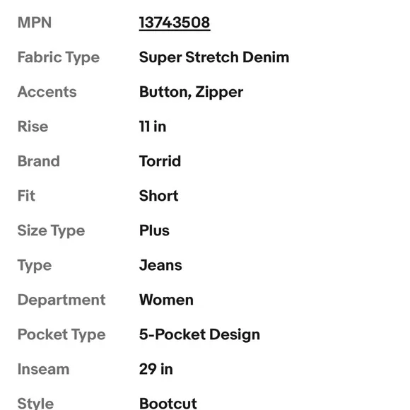 Torrid Super Luxe Stretch Slim Bootcut Medium Rise Jeans NWT in Typhoon sz 20S - Picture 6 of 9